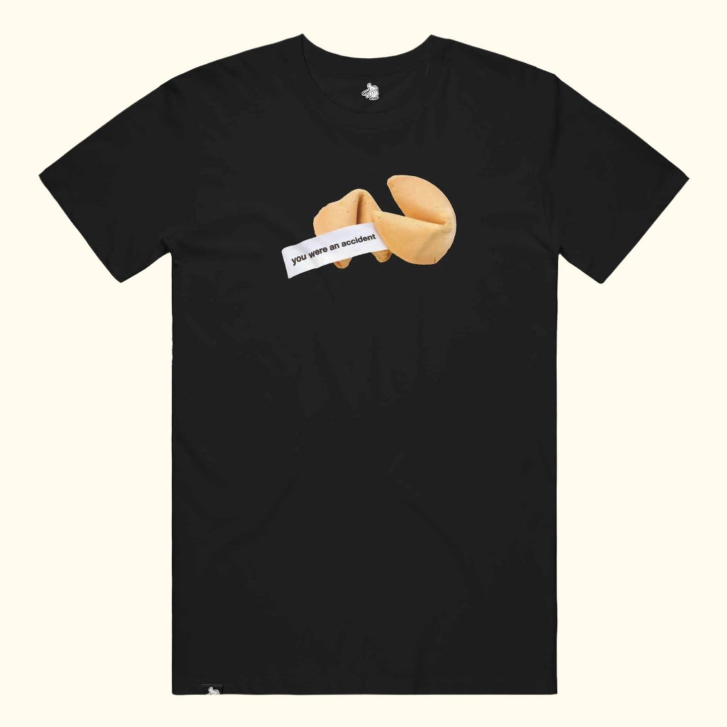Funny fortune cookie you were an accident funny meme graphic tee tshirt t-shirt joke chinese restaurant good fortune point blanks Black