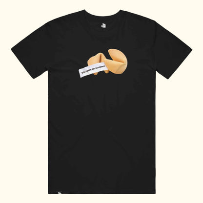 Funny fortune cookie you were an accident funny meme graphic tee tshirt t-shirt joke chinese restaurant good fortune point blanks Black